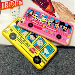 汽车巴士卡通iPhone6全包硅胶手机壳苹果6plus 6P 5.5S超薄手机壳