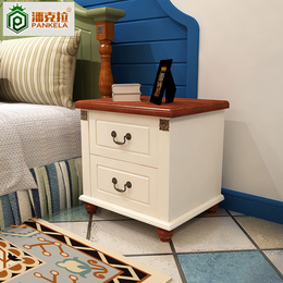 潘克拉 地中海风格家具 简约时尚实木床头柜 地中海 蓝白 床头柜