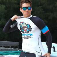 日韩版夏季男潜水服套装户外长袖冲浪上衣速干泳衣水母衣浮潜长裤