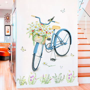 北欧简约自行车创意墙贴客厅卧室房间温馨背景墙装饰自粘墙纸贴画