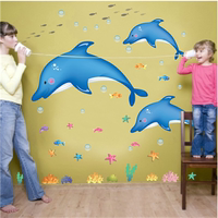 海豚 儿童房客厅卧室幼儿园卡通装饰墙贴家居饰品背景贴纸 可移除