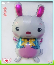 中号卡通动物铝膜气球快乐兔儿童节装饰派对布置兔子气球
