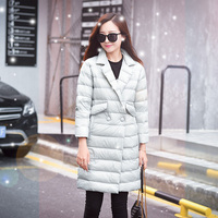 2016新款韩版翻领轻薄中长款修身羽绒服女士冬季羽绒衣90%白鸭绒