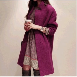 2015秋冬新款韩版时尚气质女装风衣大码中长款羊毛呢大衣外套女