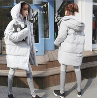 2015冬季新款韩版女装 大码连帽宽松棉衣外套女 一件代发批发
