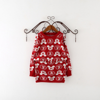 韩韩良品2015秋季新款童装女童卡通针织套头线衣+包臀短裙套装