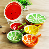 可爱手绘水果碗西瓜碗米饭碗甜品碗日式创意陶瓷器餐具套装