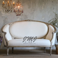 纪美家 美式沙发新古典家具定制 布艺沙发 美式两人位双人位沙发