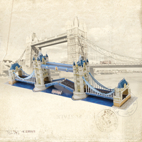 乐立方3D立体纸模纸板DIY建筑拼图 英国伦敦双子桥模型 MC066h