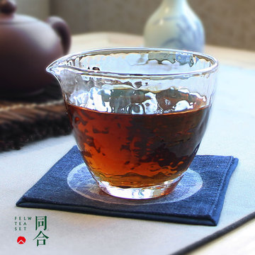 日本进口手工锤目纹玻璃公道杯耐热玻璃公杯分茶器大茶海玻璃茶具