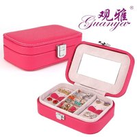 便携首饰盒木质欧式韩国公主双层带锁收纳盒皮革化妆盒饰品盒