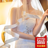新娘结婚头纱新款2017韩式简约缎带包边1.5米2米3米超长百搭头纱
