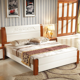 实木床1.8米地中海全实木中式床高箱床单人双人橡木床欧式公主床