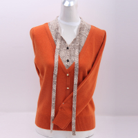 2015秋冬新款羊绒假两件套带扣套头系带针织羊绒毛衣女士鄂尔多斯