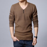 2015秋季新款男士长袖T恤韩版修身V领长袖t恤时尚针织T恤打底衫潮