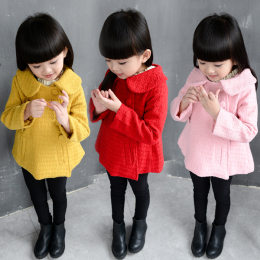 女童2016秋装新款童装韩版儿童宝宝双排扣春秋款长袖大衣上衣外套