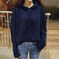 2016韩版纯色学院风套头毛衣女长袖宽松短款学生女秋冬卫衣针织衫