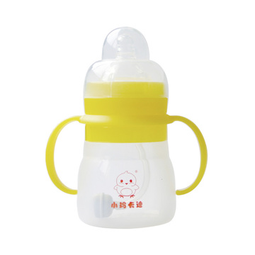 小鸡卡迪 婴儿奶瓶 带吸管 硅胶奶瓶 宽口径 带手柄 ~