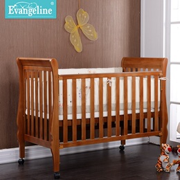 Evangeline凯迪亚婴儿床环保漆实木婴儿床实木童床送安全小护栏
