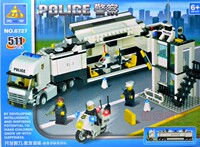 陆上警察局 乐高式警察局拼装组装积木玩具 陆地指挥中心移动基地