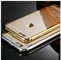 iphone6/Plus黄金版手机外壳 苹果6金属边框+透明PC后盖保护套