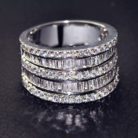 jz178 奢华大牌满钻方钻多层水晶仿真钻石戒指指环食指情侣包邮