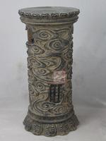 中式复古家居装饰品喷泉流水景鱼缸花瓶盆栽搭配祥云底座支架摆件
