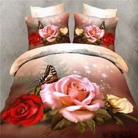 3D纯棉婚庆四件套 纯红色玫瑰花新款婚庆专用床单被套特价包邮