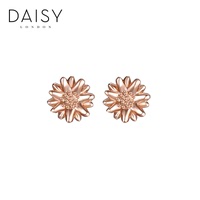 Daisy London520送礼手工5mm新雏菊镀18K玫瑰金925银饰耳钉女