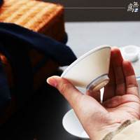景德镇产茶杯陶瓷功夫茶具薄胎手绘高白青花瓷器创意日式斗笠杯