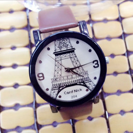 【天天特价】巴黎韩版埃菲尔铁塔女生复古手表 皮带女表学生腕表