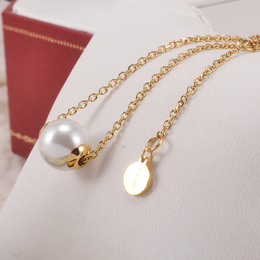 2015新款日韩国纯银镀彩金单颗珍珠项链锁骨链女短款