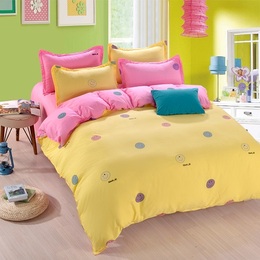 韩版可爱简约床单床上用品四件套纯棉1.8米床全棉4件套家访
