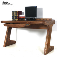 老榆木中式全实木桌子 榆木电脑桌 书桌办公桌老板桌写字台组合