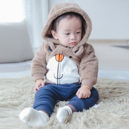 婴儿冬装宝宝衣服外套新生儿加绒加厚 3-6-9个月外出服 时尚外套