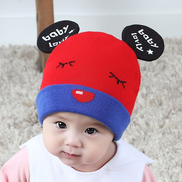 新生儿帽子秋冬季宝宝套头帽0-3-6-12个月婴儿毛线帽幼儿胎帽男女