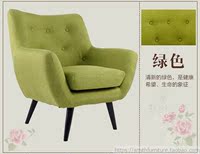 简约宜家现代实木款纯色可选舒适软体单人位咖啡厅布艺沙发休闲椅