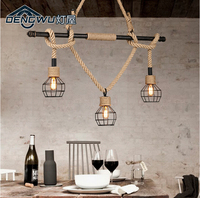 创意个性工业麻绳吊灯简约酒吧西餐厅咖啡厅北欧艺术鸟笼吊灯吧台