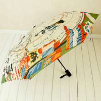 复古航海地图全自动晴雨伞三折太阳伞创意折叠防紫外线遮阳伞包邮
