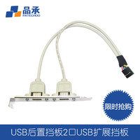 主板USB扩展线 双口USB挡板线 USB后置挡板电脑机箱连接线31CM