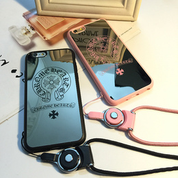 镜面镜子iphone6plus带挂绳手机壳6/5se全包软边情侣保护套潮