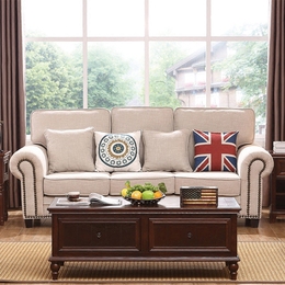 美式沙发 简约现代乡村客厅转角单双三人布艺沙发组合 小户型沙发