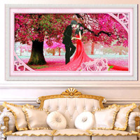 包邮精准印花3d十字绣新款卧室画樱花树下的婚礼结婚喜庆月色浪漫