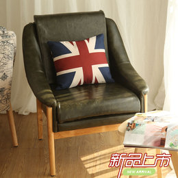 德明斯 新品欧式复古皮单人布艺沙发椅酒店咖啡椅实木休闲椅定制