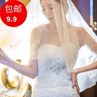新娘结婚头纱韩式2017新款简约唯美精致花朵单层软网头纱9块9包邮
