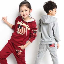童装女童套装秋装2015新款韩版男女中大童休闲运动儿童装长袖套装