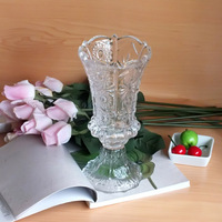 精美欧式家居饰品玻璃花瓶透明花纹玻璃水培花瓶客厅花瓶摆件