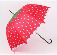 可爱草莓水果长柄晴雨伞 公主女生防晒直柄太阳伞遮阳伞雨伞包邮