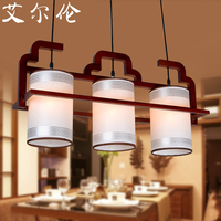 中式灯具三头餐厅灯大气仿古布艺美式过道实木餐桌灯餐厅吊灯三头