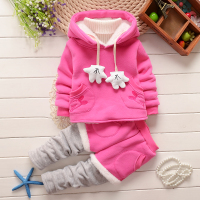 2015童装秋冬季儿童女童卫衣两件套女宝宝冬装0-5岁加厚加绒套装